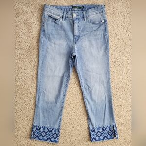 Ralph Lauren Sky Blue Ankle Jeans with Navy Embroidery